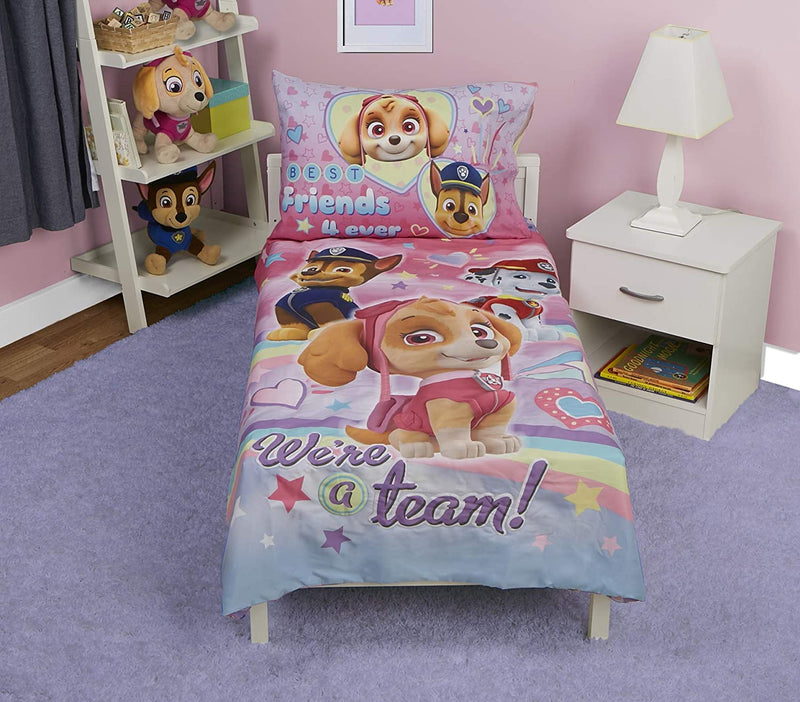 Paw Patrol Skye We'Re a Team 4-Piece Toddler Bedding Set - Includes 42"X57"Quilted Comforter,28" X 52" Fitted Sheet, Top Sheet, and Pillow Case(Pack of 1) Home & Garden > Linens & Bedding > Bedding Paw Patrol   