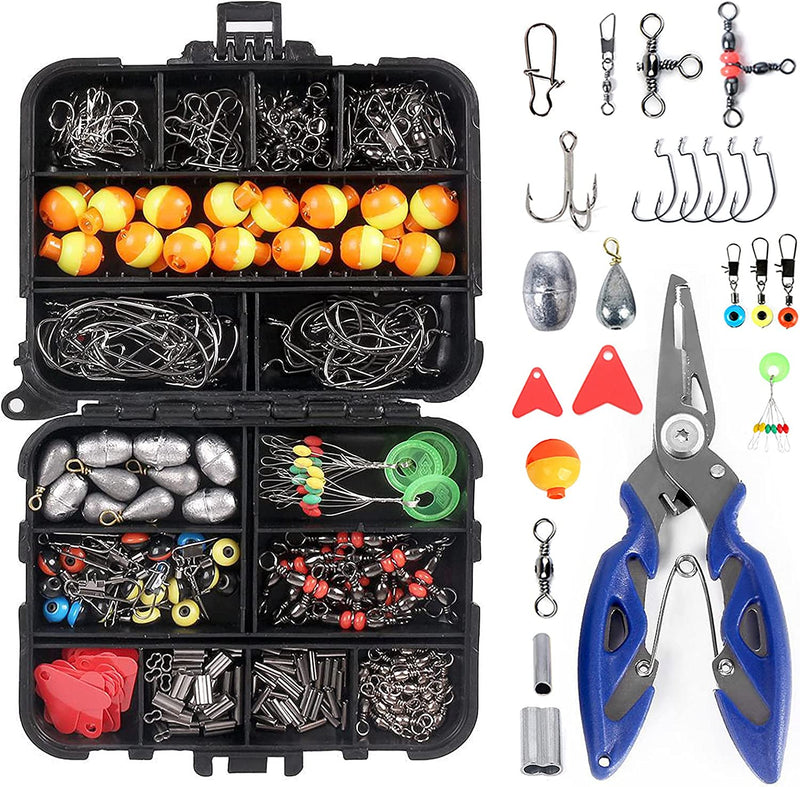 Doorslay 263Pcs Fishing Accessories Set with Tackle Box Including Plier Jig Hooks Sinker Weight Swivels Snaps Sinker Slides Sporting Goods > Outdoor Recreation > Fishing > Fishing Tackle Doorslay Orange  
