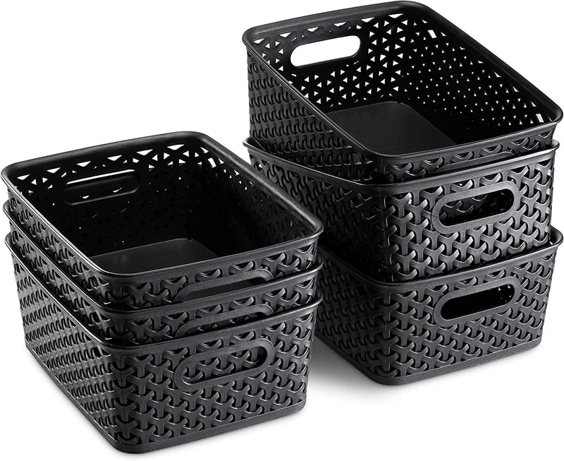Set of 6 Plastic Storage Baskets - Small Pantry Organizer Basket Bins - Household Organizers with Cutout Handles for Kitchen Organization, Countertops, Cabinets, Bedrooms, and Bathrooms Home & Garden > Household Supplies > Storage & Organization Seseno   