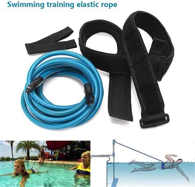 Mengk Adjustable Swim Training Belt Resistance Elastic Belt Swimming Safety Training Rope Swimming Resistance Bands Stationary Resistance Training Equipment