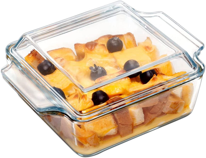 Mini-1 QT Rectangular Glass Casserole Dish with Glass Lid, (Single Serving) Glass Bakeware with Lid Glass Microwave Casserole Dish Lidded Small Casserole Dish Home & Garden > Kitchen & Dining > Cookware & Bakeware NUTRIUPS 1L-Square  