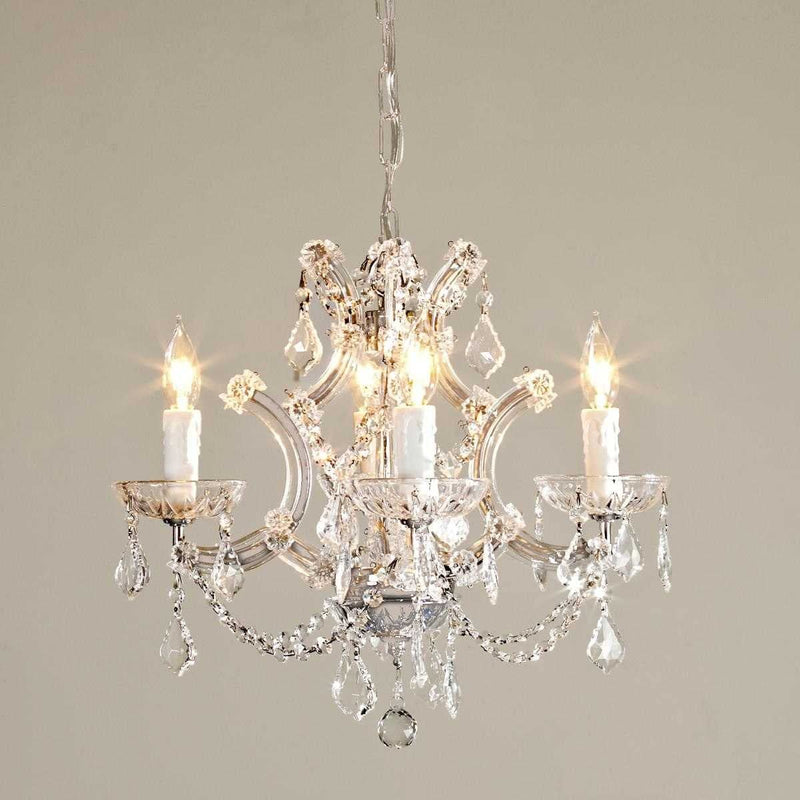SM SAINT MOSSI 4 Light Crystal Maria Therese Chandelier Light Fixture,Modern Chandelier Crystal Chandelier for Bedroom,Dining Room,Living Room,H 17 in X W 18 in W/ Adjustable Chain Home & Garden > Lighting > Lighting Fixtures > Chandeliers SM Saint Mossi Silver:4-Lights  