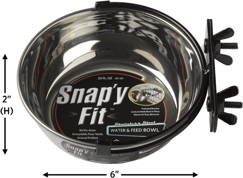Midwest Homes for Pets Snap'Y Fit Food Bowl | Pet Bowl, 20 Oz. (2.5 Cups) | Dog Bowl Easily Affixes to a Metal Dog Crate, Cat Cage or Bird Cage | Pet Bowl Measures 6L X 6W X 2H Inches