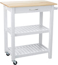 Kitchen Island Cart with Storage, Solid Wood Top and Wheels - Gray-Wash / Black Furniture > Shelving > Wall Shelves & Ledges KOL DEALS Natural and White  