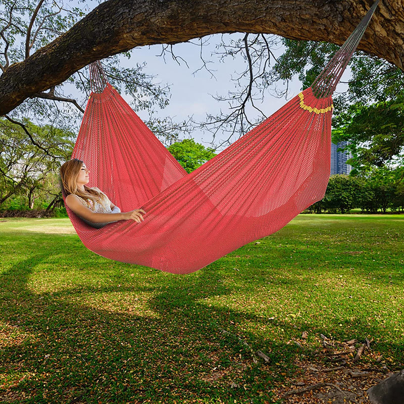 Camping Hammocks Breathable Lightweight Portable Mesh Hammocks for Outdoor Patio Beach and Hiking 2 Tree Straps Included Pink Camping Gear Cooking Equipment (Red, One Size) Sporting Goods > Outdoor Recreation > Boating & Water Sports > Swimming Mguotp   