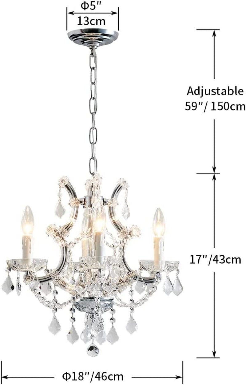 SM SAINT MOSSI 4 Light Crystal Maria Therese Chandelier Light Fixture,Modern Chandelier Crystal Chandelier for Bedroom,Dining Room,Living Room,H 17 in X W 18 in W/ Adjustable Chain Home & Garden > Lighting > Lighting Fixtures > Chandeliers SM Saint Mossi   