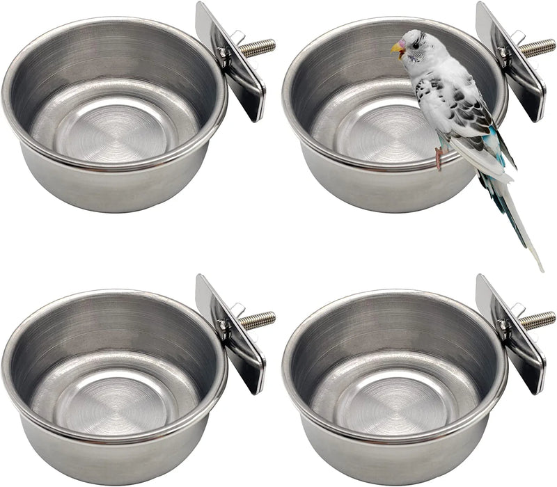 Tfwadmx Bird Feeding Dish Cups Parrot Food Bowl Clamp Holder Coop Cup, Bird Cage Water Bowl for Parakeet African Greys Conure Cockatiels Lovebird Budgie Chinchilla 2 Pack Animals & Pet Supplies > Pet Supplies > Bird Supplies > Bird Cage Accessories > Bird Cage Food & Water Dishes Tfwadmx 4PCS  