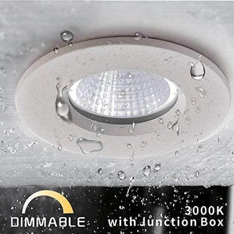 OBSESS 3 Inch LED Recessed Ceiling Light with Junction Box Dimmable LED Downlight Shower Lights Gimbal Trim 3000K Warm White 8W 600LM Brightness IP65 Waterproof Home & Garden > Lighting > Flood & Spot Lights OBSESS   