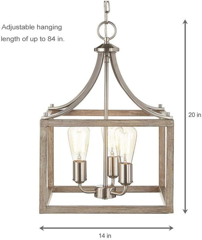 Home Decorators Collection Boswell Quarter 14 In. 3-Light Brushed Nickel Chandelier with Painted Weathered Gray Wood Accents Home & Garden > Lighting > Lighting Fixtures > Chandeliers HD   