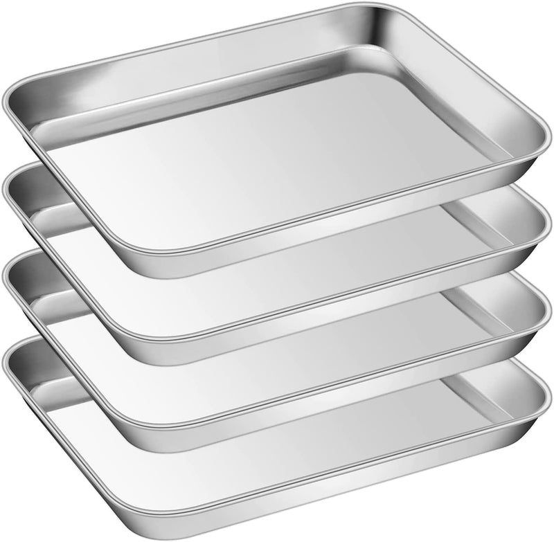 P&P CHEF Baking Cookie Sheet Set of 2, Stainless Steel Baking Sheets Pan Oven Tray, Rectangle 16”X12”X1”, Non Toxic & Durable Use, Mirror Finished & Easy Clean Home & Garden > Kitchen & Dining > Cookware & Bakeware P&P CHEF 4 9 x 7 inch 