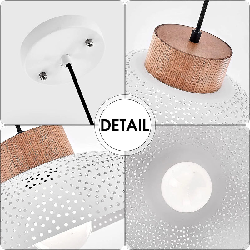 Tehenoo Modern Matte White Pendant Light Fixture,Perforated Pattern Dome Lampshade Hanging Ceiling Light for Hallway,Kitchen Island,Dining Table,Bar,Living Room