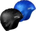 Swim Cap for Long Hair 2 Pack Thicker Design Solid Silicone Waterproof Swimming Caps for Woman Adults and Men Sporting Goods > Outdoor Recreation > Boating & Water Sports > Swimming > Swim Caps Cimkiz Black+Blue  