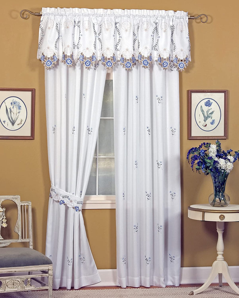 Today'S Curtain Verona Reverse Embroidery Tie-Up Shade, 63", Ecru/Rose Home & Garden > Decor > Window Treatments > Curtains & Drapes Today's Curtain White/Blue Panel Pair 80"W X 84"L 