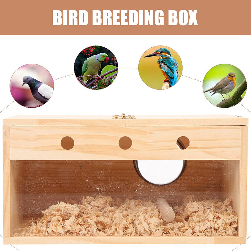 POPETPOP Wooden Small Bird Nesting Breeding Box Bird Cage Accessories Bird Nest for Budgie Little Parakeet Lovebirds