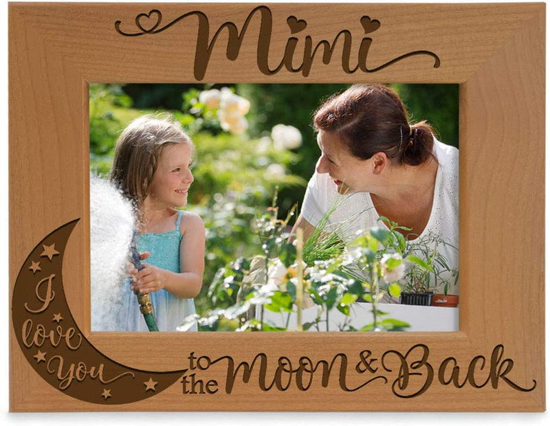 KATE POSH - Mimi I Love You to the Moon and Back Engraved Natural Wood Picture Frame, Grandparent'S Day Gifts, Grandma Gifts, for Nana, (4X6-Vertical) Home & Garden > Decor > Picture Frames Kate Posh 5x7-Horizontal  