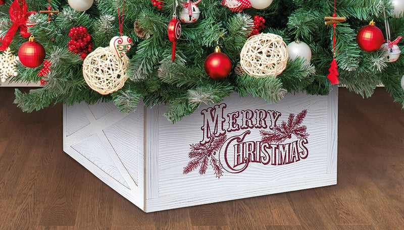 Holiday Time White Merry Christmas Tree Crate, 11" X 20" Home & Garden > Decor > Seasonal & Holiday Decorations > Christmas Tree Skirts Dyno Seasonal Solutions, LLC White  