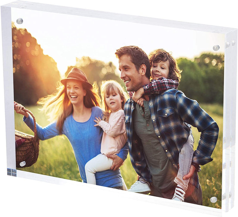 Simbalux Magnetic Acrylic Picture Photo Frame 4X6 Inches (3 Pack), Clear Glass Like, Double Sided Frameless Desktop Floating Display, Free Standing, Easy to Change Home & Garden > Decor > Picture Frames SimbaLux 8" x 10"  