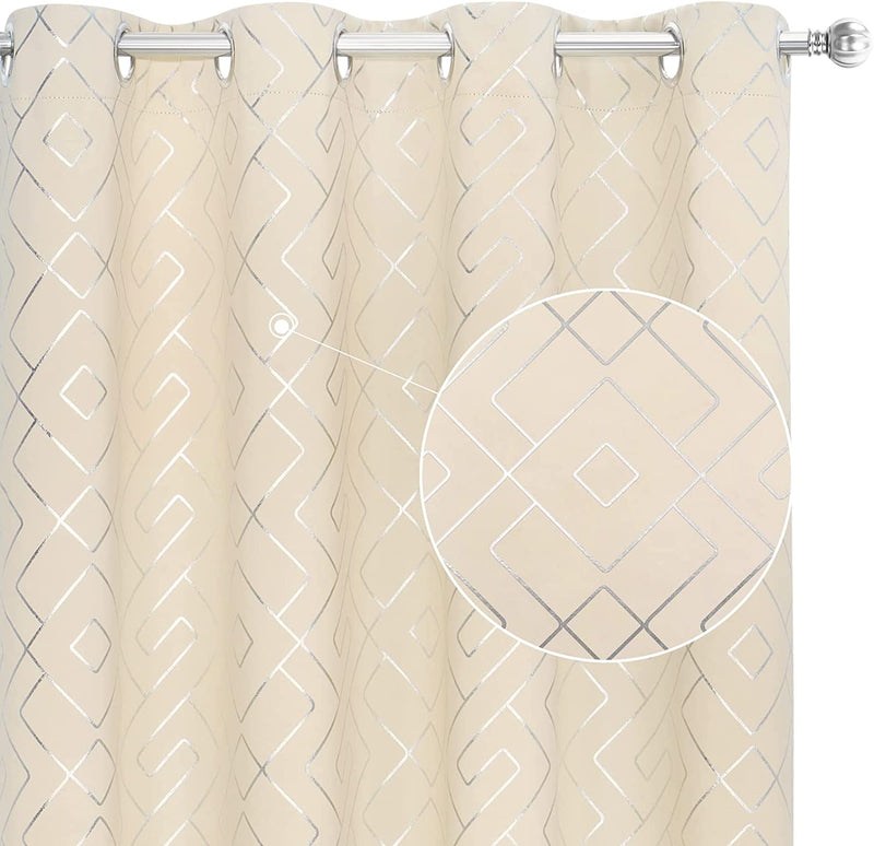 Ombre Blackout Curtains 84 Inches Long Damask Patterned Grommet Curtain Panels Grey Gradient Window Treatments Thermal Insulated Window Drapes for Bedroom Living Room(Grey, 2 Panels/ 52X84 Inch) Home & Garden > Decor > Window Treatments > Curtains & Drapes BLEUM CADE Diamond-beige 52''W x 84''L 