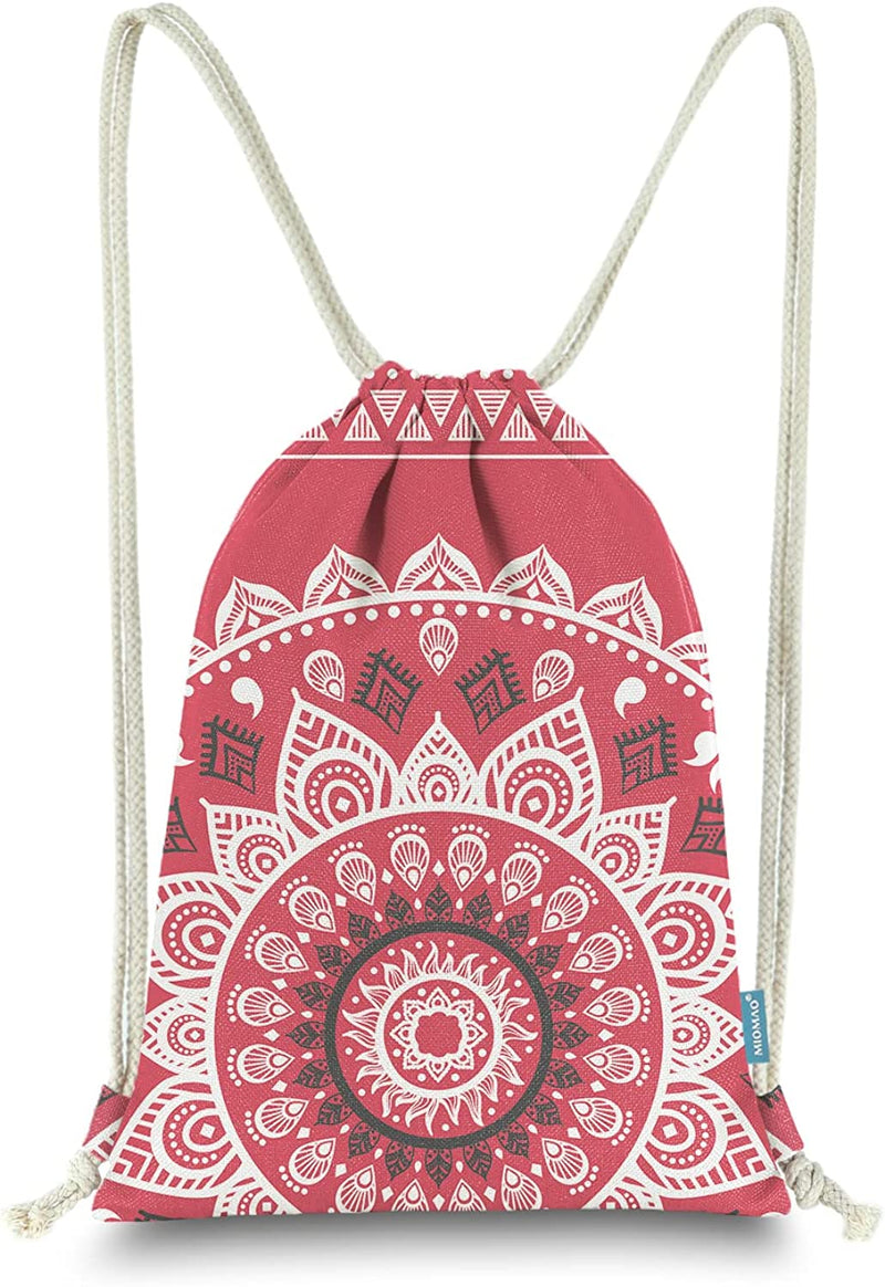 Miomao Drawstring Backpack Mandala Style String Bag Canvas Beach Sport Daypack Home & Garden > Household Supplies > Storage & Organization Qingdao Miomao E-Commerce Co., Ltd Flame Scarlet  