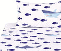 J-Pinno Shark Sea Fish Twin Sheet Set Kids Boys Bedroom Decoration Gift, 100% Cotton, Flat Sheet + Fitted Sheet + Pillowcase Bedding Set (Twin, 6) Home & Garden > Linens & Bedding > Bedding J pinno 6 Twin 