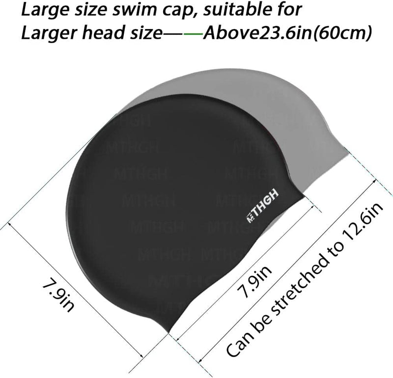 Swim Cap for Long Hair Women, MTHGH Silicone Swim Cap for Men Unisex Adults, 2Pack High Elasticity Large Swimming Cap Sporting Goods > Outdoor Recreation > Boating & Water Sports > Swimming > Swim Caps shixing   