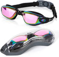 RIOROO Swim Goggles, Swimming Goggles No Leaking Anti-Fog for Women Men Adult Youth Sporting Goods > Outdoor Recreation > Boating & Water Sports > Swimming > Swim Goggles & Masks RIOROO Mirrored Black Pink  