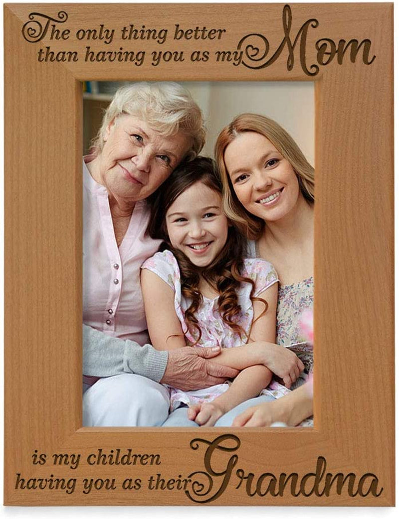 KATE POSH - the Only Thing Better than Having You as My Dad, Is My Children Having You as Their Grandpa - Engraved Natural Wood Photo Frame - Grandpa Gifts, Christmas Gifts for Papa (5X7-Vertical) Home & Garden > Decor > Picture Frames KATE POSH 4x6-Vertical (Mom-Grandma)  