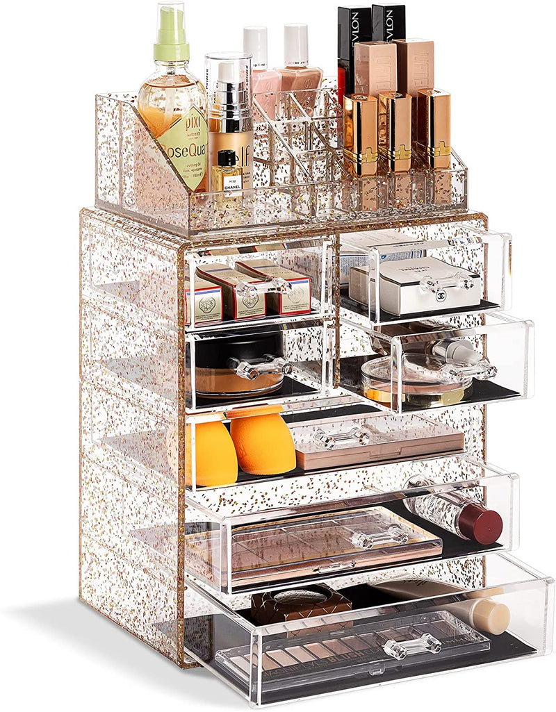 Sorbus Clear Cosmetic Makeup Organizer - Make up & Jewelry Storage, Case & Display - Spacious Design - Great Holder for Dresser, Bathroom, Vanity & Countertop (4 Large, 2 Small Drawers) Home & Garden > Household Supplies > Storage & Organization Sorbus Glitter 3 Large, 4 Small Drawers 