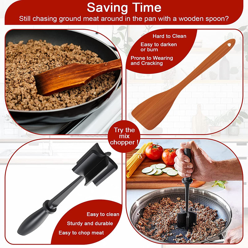 Meat Chopper, Hamburger Chopper, Premium Heat Resistant Masher and Smasher for Hamburger Meat, Ground Beef, Ground Turkey and More, Nylon Ground Beef Chopper Tool and Meat Fork, Non Stick Mix Chopper Home & Garden > Kitchen & Dining > Kitchen Tools & Utensils PGYARD   