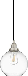 Linea Di Liara Primo Large Black and Gold Glass Globe Pendant Light Fixture Farmhouse Pendant Lighting for Kitchen Island Mid Century Modern Ceiling Light Clear Glass Shade, UL Listed Home & Garden > Lighting > Lighting Fixtures Linea di Liara Brushed Nickel with LED Bulb 