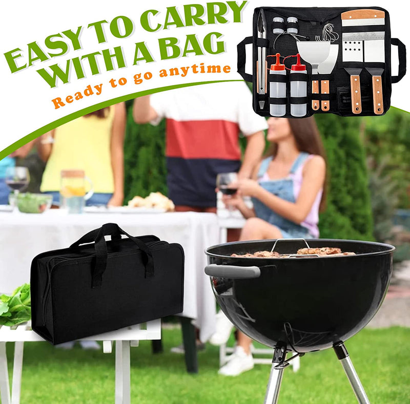 Joyfair 35Pcs Griddle Accessories Kit, Stainless Steel Outdoor BBQ Grill Tool Set with Melting Dome, Professional Heavy Duty Turner Spatula with Wooden Handle for Flattop Teppanyaki Camping Cooking Home & Garden > Kitchen & Dining > Kitchen Tools & Utensils Joyfair   
