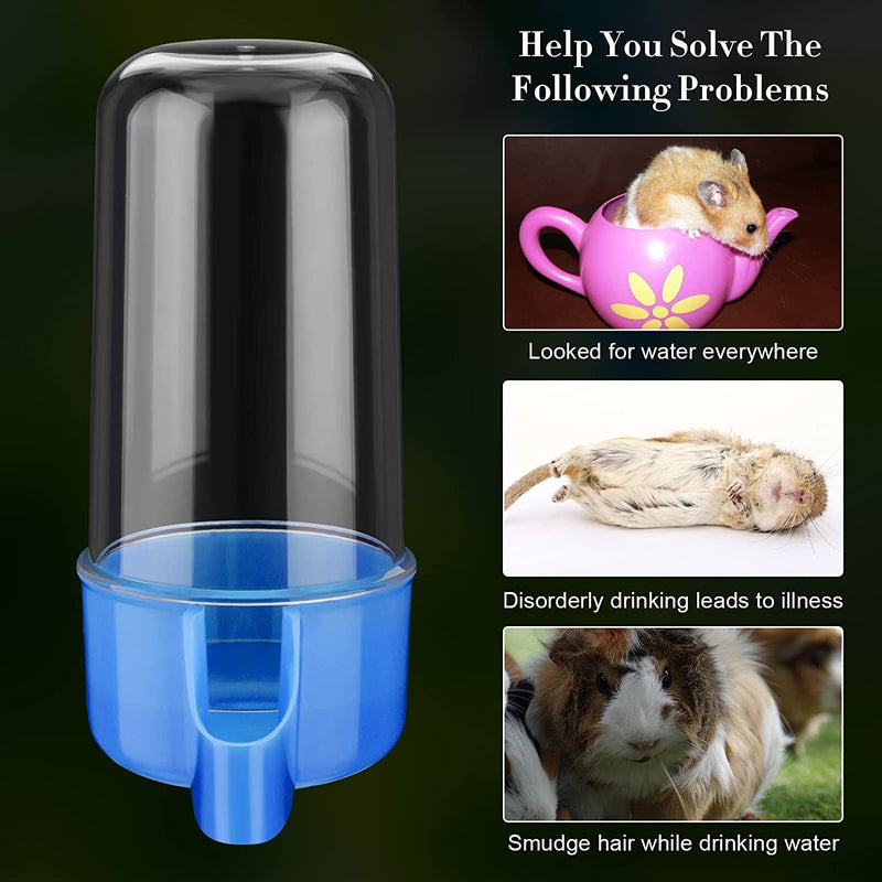 4 Pieces Automatic Bird Water Dispenser Bird Cage Waterer Feeder Bird Accessory Drinker Bottle for Hamster Parrot (Plain Color, 12 X 5.5 Cm)