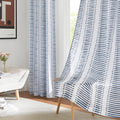 PONY DANCE Sheer Curtains 84 Inches Long - White Voile Panels Grommet Top Casual Design Light Filter Decoration with Stripes Pattern for Living Room, 50 X 84 In, Taupe, Set of 2 Home & Garden > Decor > Window Treatments > Curtains & Drapes PONY DANCE Stripe|navy Blue 50"W x 84"L 