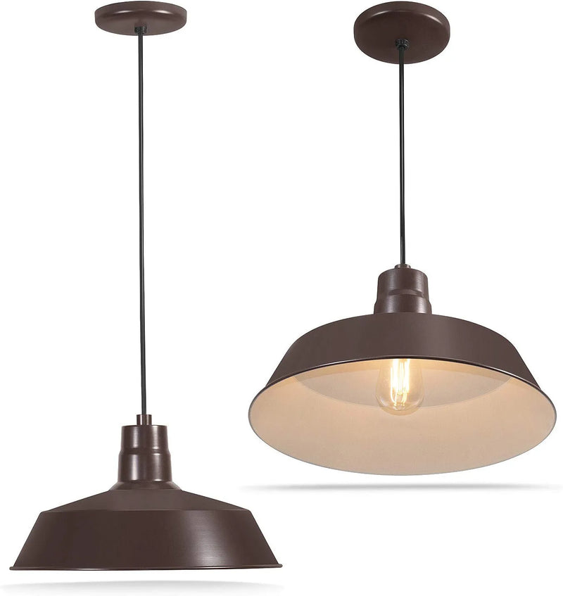 14-Inch Industrial Black Pendant Barn Light Fixture with 10Ft Adjustable Cord, Ceiling-Mounted Vintage Hanging Light Fixture for Indoor Use, 120V Hardwire, E26 Medium Base LED Compatible, UL Listed Home & Garden > Lighting > Lighting Fixtures HTM LIGHTING SOLUTIONS Architectural Bronze 2-Pack 