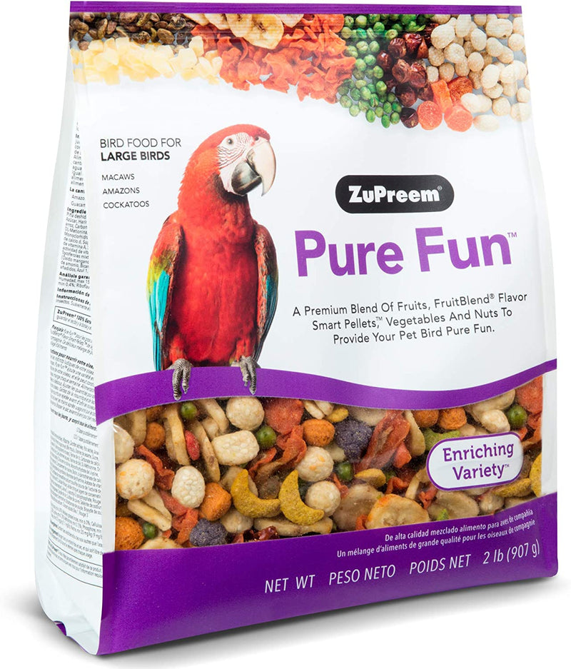 Zupreem Pure Fun Bird Food for Large Birds, 2 Lb (Pack of 2) - Variety Blend of Fruit, Fruitblend Pellets, Vegetables, Nuts for Amazons, Macaws, Cockatoos Animals & Pet Supplies > Pet Supplies > Bird Supplies > Bird Food ZuPreem 2 Pound (Pack of 2)  