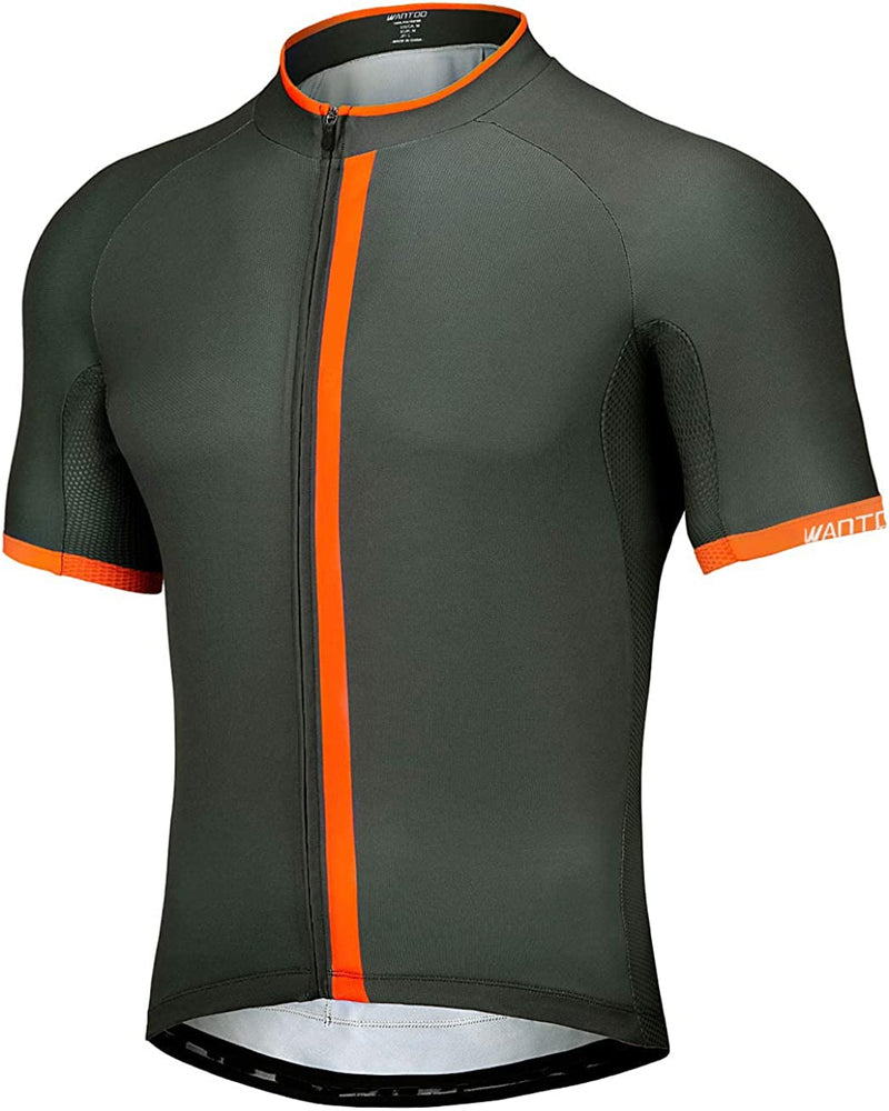 Wantdo Men'S Cycling Jerseys Mountain Bike MTB Jersey Short Sleeve Bike Shirts Breathable Quick Dry Cycling Clothing Sporting Goods > Outdoor Recreation > Cycling > Cycling Apparel & Accessories Wantdo Grey Orange Medium 