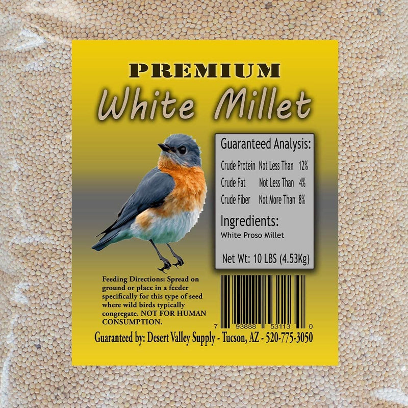 Desert Valley Premium White Millet Proso Seeds - Wild Bird Food, Cardinal, Finches & More (10-Pounds) Animals & Pet Supplies > Pet Supplies > Bird Supplies > Bird Food Desert Valley Supply   