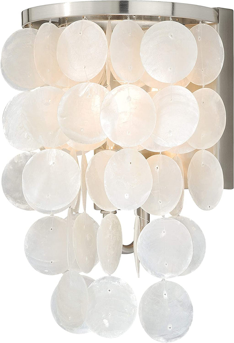 VAXCEL Elsa Satin Nickel Coastal Capiz Shell Mini Pendant Ceiling Light Home & Garden > Lighting > Lighting Fixtures VAXCEL 6.5 in W Wall Sconce  
