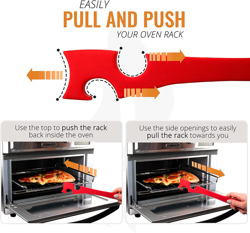Silicone Oven Rack Push Pull Tool with Longer Handle Ideal for Kitchen Oven, Toaster Oven, Air Fryer, Convection Oven and Small Kitchen Appliances Home & Garden > Kitchen & Dining > Kitchen Tools & Utensils INFRAOVENS   
