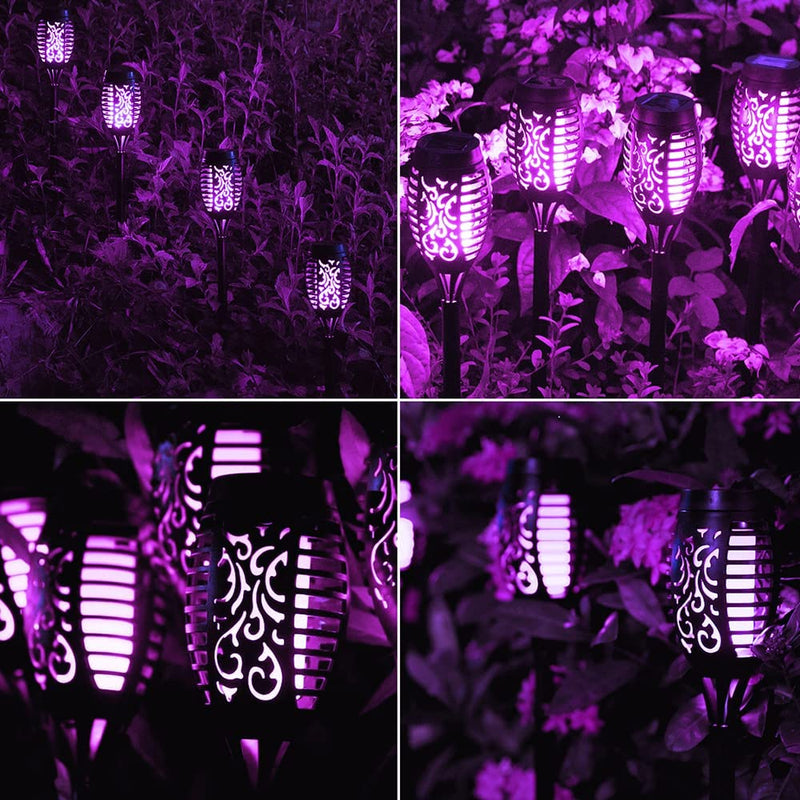 Purple Outdoor Halloween Decorations, 10Pack Solar Halloween Lights Outdoor with Flickering Flame,Solar Tiki Torches for outside Halloween Decorations, Solar Lights Outdoor Waterproof for Yard Pathway  Seiiruue   