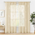 JINCHAN Sheer Embroidered Curtains for Living Room 84 Inch Length 2 Panels Leaf Pattern Voile for Bedroom Botanical Design Rod Pocket Top Window Treatments Sheers for Kitchen White on Taupe Home & Garden > Decor > Window Treatments > Curtains & Drapes CKNY HOME FASHION Herb Taupe 84"L 