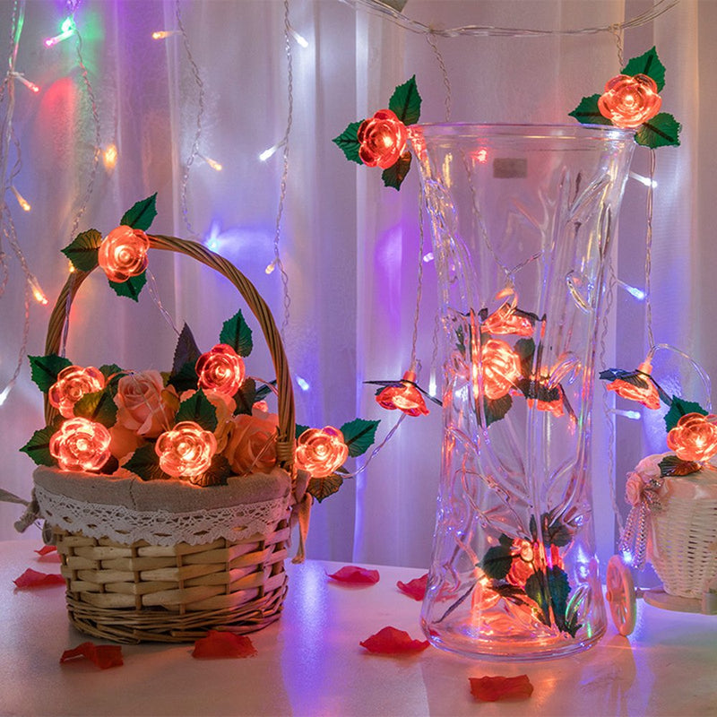 Rose Lantern String Valentine'S Day Romantic Decoration Small String Light Led Lights for Bedroom Outdoor Lamp DIY Wedding Party Home & Garden > Decor > Seasonal & Holiday Decorations Follure   