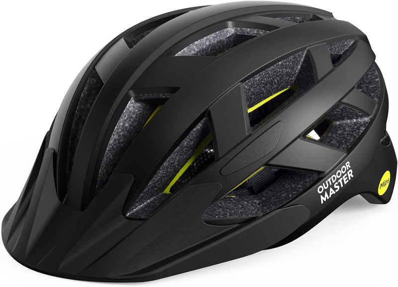 Outdoormaster Gem Recreational MIPS Cycling Helmet - Two Removable Liners & Ventilation in Multi-Environment - Bike Helmet in Mountain, Motorway for Youth & Adult Sporting Goods > Outdoor Recreation > Cycling > Cycling Apparel & Accessories > Bicycle Helmets OutdoorMaster Carbon Black Medium 