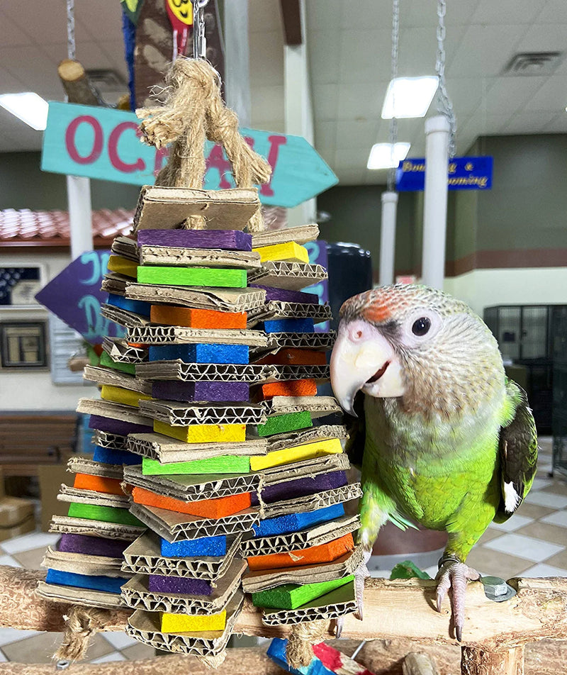 Birds LOVE Chew-Tastic Triple Tower Bird Cage Toy Shredded Fun Small Bird Toy for Green Cheek Conures Sun Conures Caiques Senegals Quakers and Similar Small Sized Parrots Animals & Pet Supplies > Pet Supplies > Bird Supplies > Bird Toys Birds LOVE   
