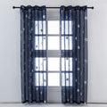 Kotile Kids Room Curtains Star - Metallic Silver Foil Stars Moon Design Grey Sheer Curtains for Boys Room Grommet Top Light Filtering Privacy Voile Drapes, 52 X 95 Inch, 2 Panels, Grey Home & Garden > Decor > Window Treatments > Curtains & Drapes Kotile Silver Navy W52" x L84" 
