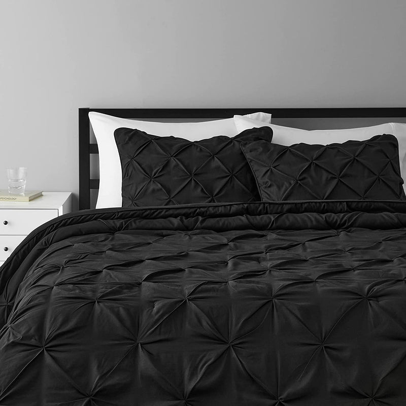 Pinch Pleat All-Season Down-Alternative Comforter Bedding Set - Twin / Twin XL, Burgundy Home & Garden > Linens & Bedding > Bedding KOL DEALS Black Bedding Set King