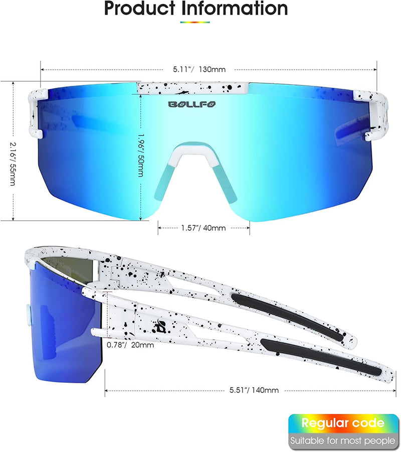 BOLLFO Cycling Sunglasses, UV 400 Eye Protection Polarized Eyewear for Men Women Sporting Goods > Outdoor Recreation > Cycling > Cycling Apparel & Accessories BOLLFO   
