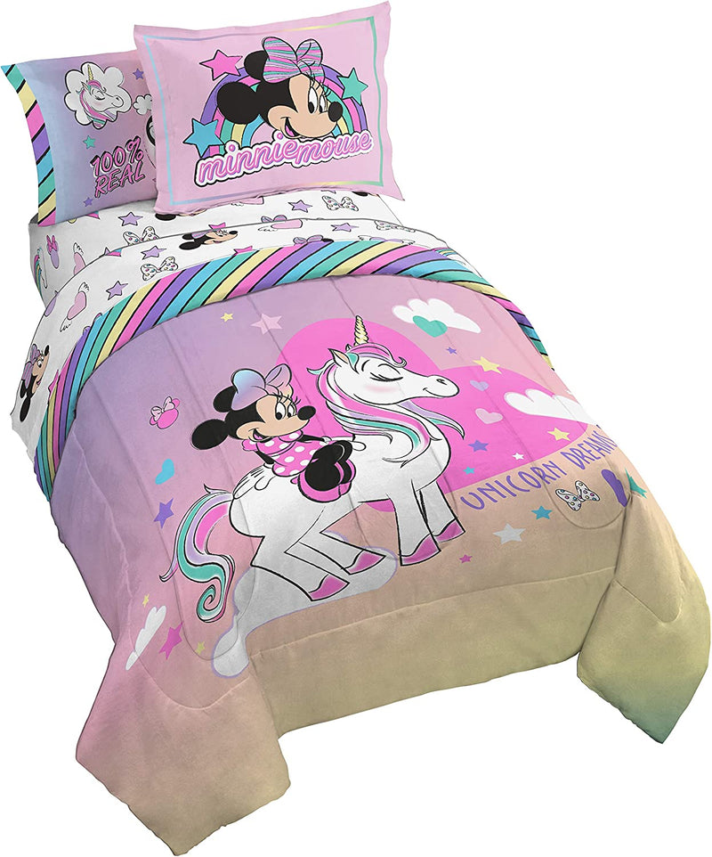 Jay Franco Disney Minnie Mouse Unicorn Dreams 5 Piece Twin Bed Set - Includes Reversible Comforter & Sheet Set Bedding - Super Soft Fade Resistant Microfiber - (Official Disney Product) Home & Garden > Linens & Bedding > Bedding Jay Franco & Sons, Inc. Pink - Minnie Mouse Full 