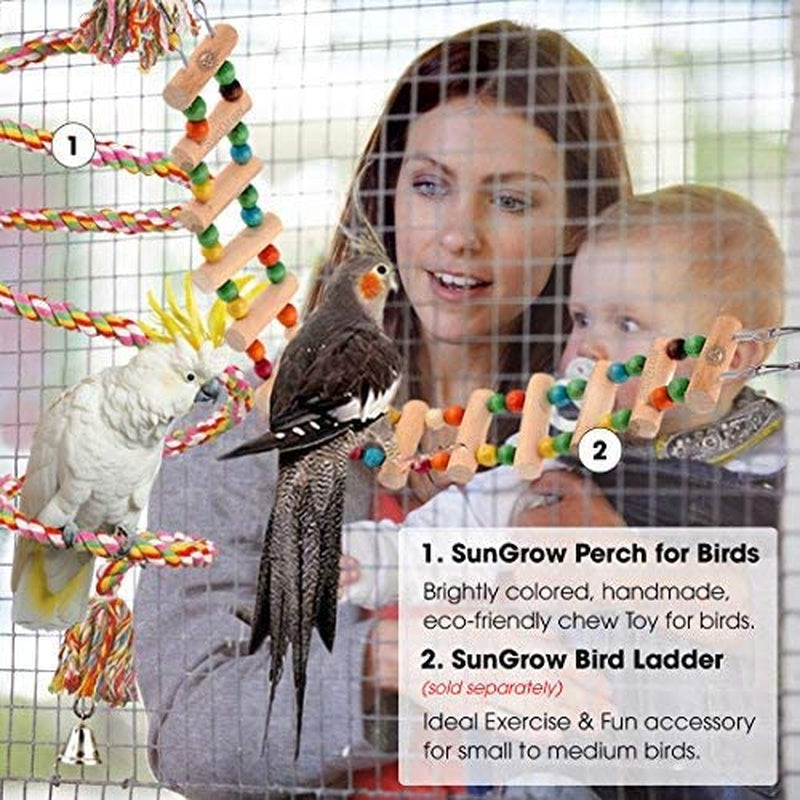 Sungrow Rope Perch for Parrots, 1.5 Metre Long, Bungee Bird Toy, Brightly Colored Handmade Chew Toy, Spiral Design with Jingling Bell Animals & Pet Supplies > Pet Supplies > Bird Supplies > Bird Toys Luffy Pets Collection   