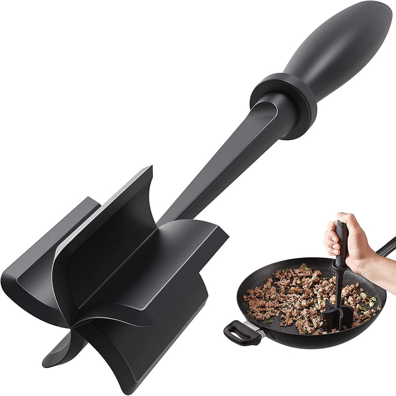 Meat Chopper, Hamburger Chopper, Premium Heat Resistant Masher and Smasher for Hamburger Meat, Ground Beef, Ground Turkey and More, Nylon Ground Beef Chopper Tool and Meat Fork, Non Stick Mix Chopper Home & Garden > Kitchen & Dining > Kitchen Tools & Utensils PGYARD Black 1 Pack 